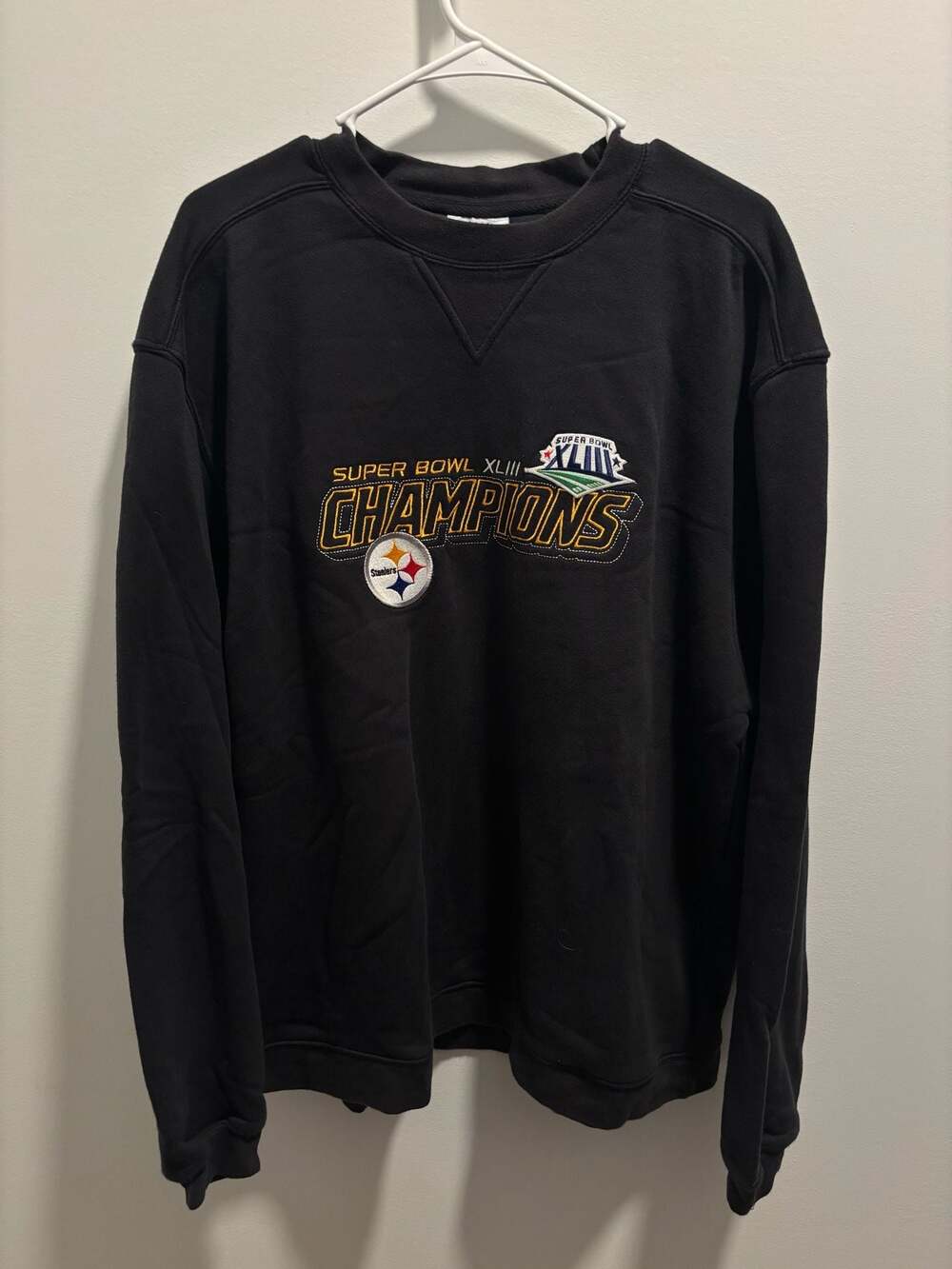 Reebok Pittsburgh Steelers Super Bowl XLIII Champions Sweatshirt Size Large